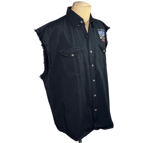 Sturgis Black Hills Rally 67th 2007 Anniversary Men’s Cut Off Denim Shirt 5XL - Picture 6 of 8